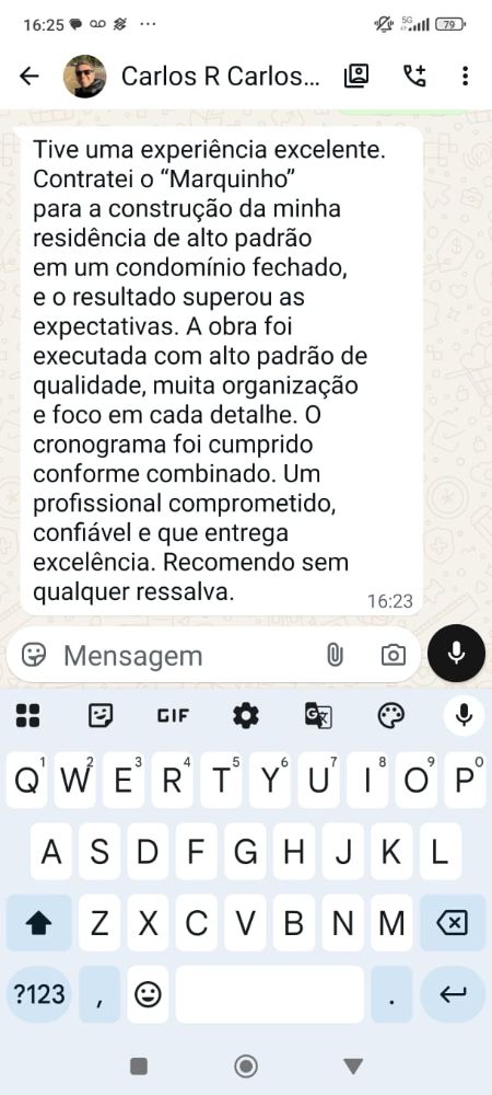 Depoimento de cliente sobre construção de residência em condomínio fechado